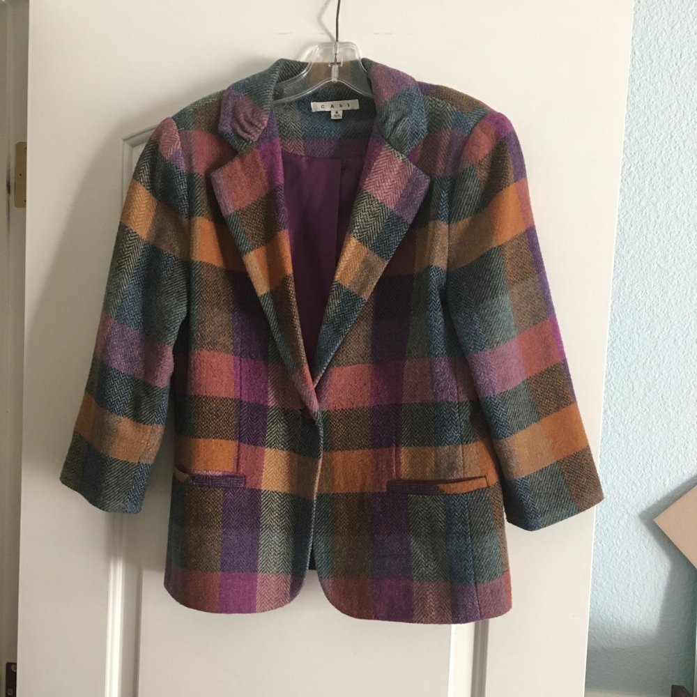 Orange and Pink Plaid Blazer Cabi style 927